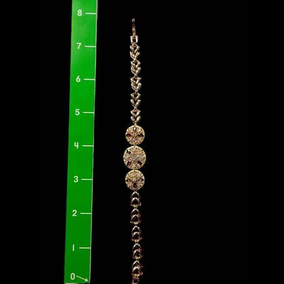 Yellow Gold Plated Bracelet W/ Beautiful Multicolor Stones - Picture 6 of 7